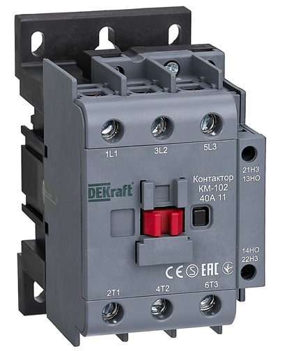 

Контактор DEKraft 22022DEK 40А 400В АС3 АС4 1НО+1НЗ КМ-102, 22022DEK