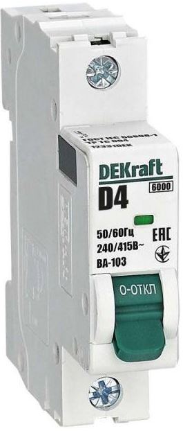 

Автоматический выключатель DEKraft 12331DEK 1Р 4А х-ка D ВА-103 6кА, 12331DEK