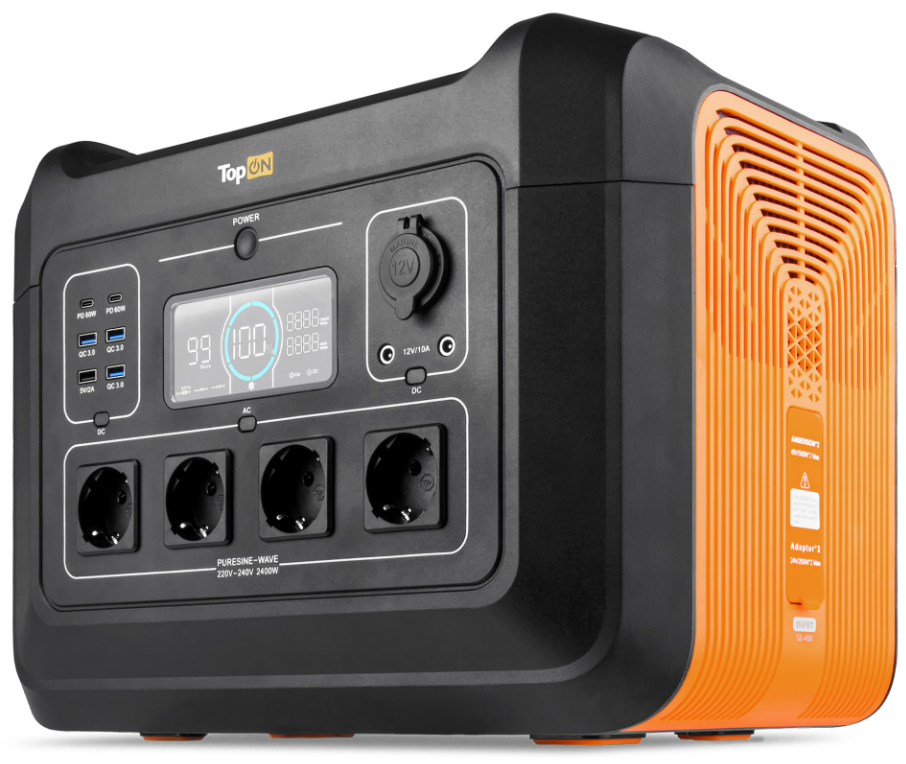 

Аккумулятор внешний портативный TopOn TOP-X2400 2232Wh (697500mAh) 4*2400W (220-240V), авторозетка 12V 120W, 2*DC 12V 120W, 2*USB-C PD 60W, 3*USB QC 1, TOP-X2400
