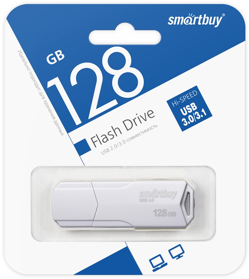 

Накопитель USB 3.1 128GB SmartBuy SB128GBCLU-W3 Clue белый, SB128GBCLU-W3
