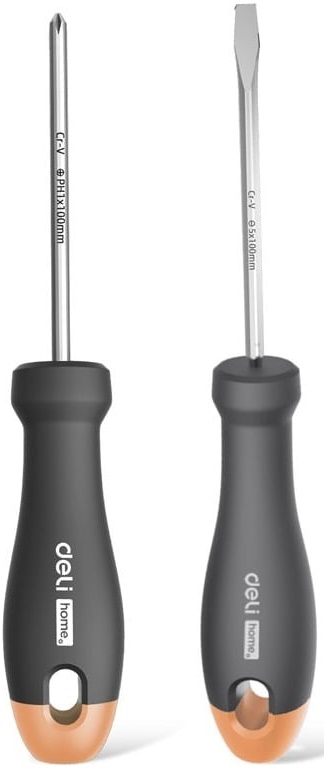 

Набор отверток Deli HT1002C Home Series Gray 2шт SL5x100+PH1x100, HT1002C