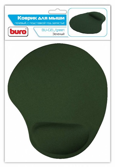 

Коврик для мыши Buro BU-GEL зелёный, гелевый, 205x230x25мм, BU-GEL