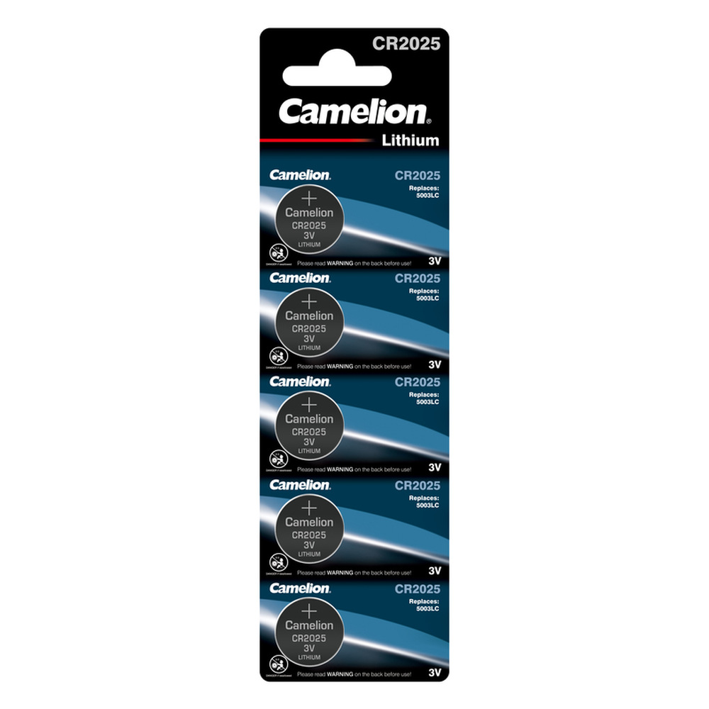 

Батарейка Camelion CR2025-BP5 CR2025, 3 В, 150 мА.ч, 5 шт в упаковке, CR2025-BP5