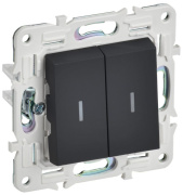 фото Выключатель двухклавишный с подсветкой IEK SK-V20-1-10-K53