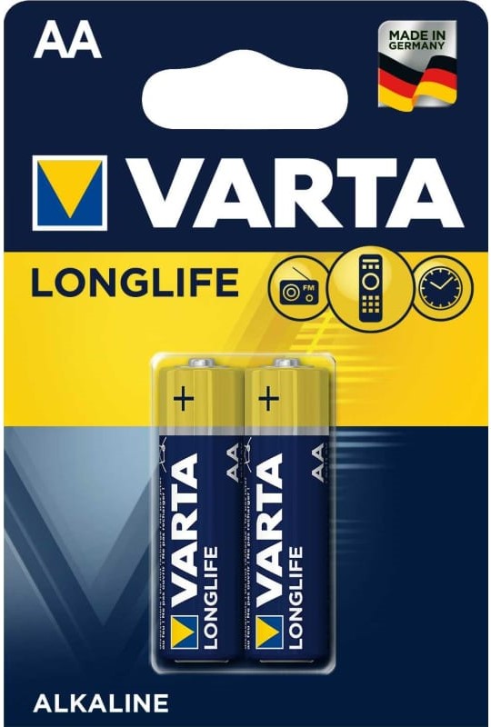

Батарейка Varta LONGLIFE LR6 AA 04106101412 BL2 Alkaline 1.5V (4106) (2/40/200), LONGLIFE LR6 AA
