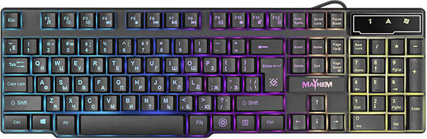 

Клавиатура Defender Mayhem GK-360DL RU 45360 USB, RGB подсветка, 19 Anti-Ghost, Mayhem GK-360DL RU