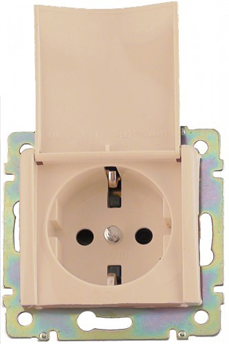 

Розетка Legrand 774322 Valena с заземлением, с откидной крышкой, 2К+3,16А, 250В, IP20 (слоновая кость), 774322