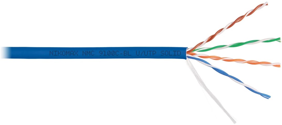 

Кабель витая пара U/UTP 5e кат. 4 пары NIKOMAX NMC 9100C-BL 24AWG(0.52 мм), медь, одножильный (solid), внутренний, полимерный материал, нг(A)-HF, сини, NMC 9100C-BL