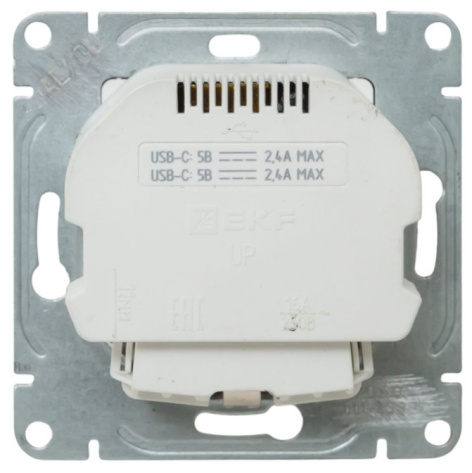 фото Розетка с заземлением с 2 USB  EKF UP1-SOI-111-2USBC