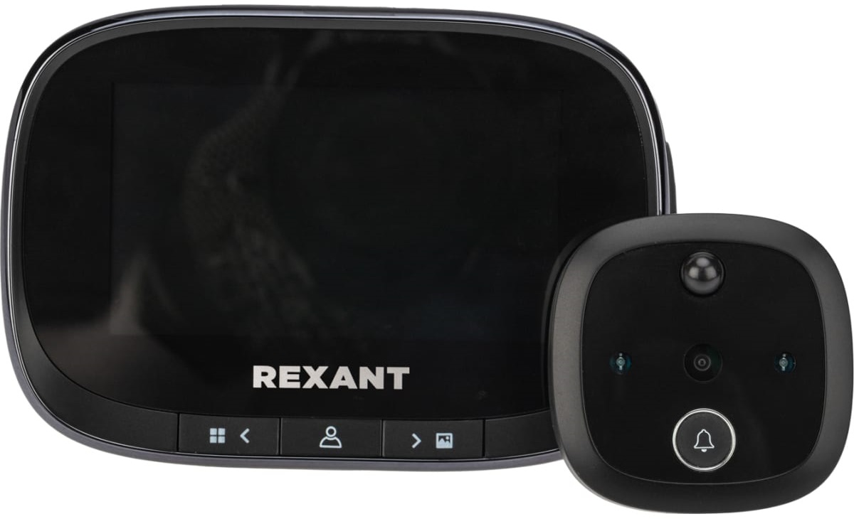 

Видеоглазок Rexant 45-1115 дверной (DV-115) с цветным LCD-дисплеем 4.3" с функцией записи фото/видео по движению, встроенный звонок, ночной режим рабо, 45-1115