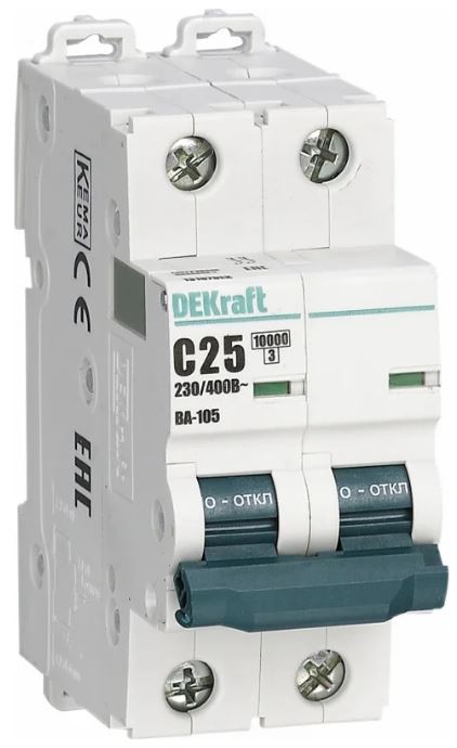 

Автоматический выключатель DEKraft 13218DEK ВА-105 2P D кривая 50A 10кА, 13218DEK