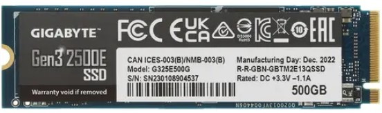 фото Накопитель SSD M.2 2280 GIGABYTE G325E500G в Перми 500 ГБ