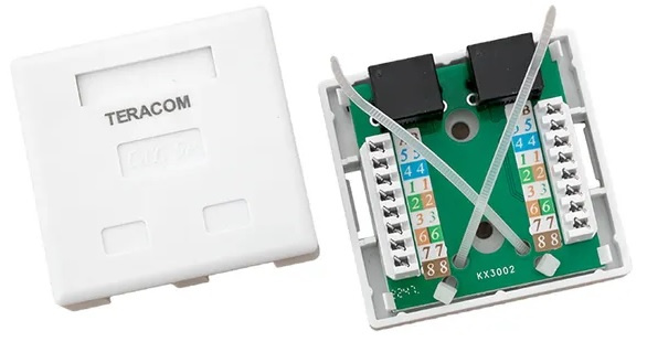 фото Розетка компьютерная настенная EKF TRC-WBOX-2RJ45-5EUTP-WH в Уфе