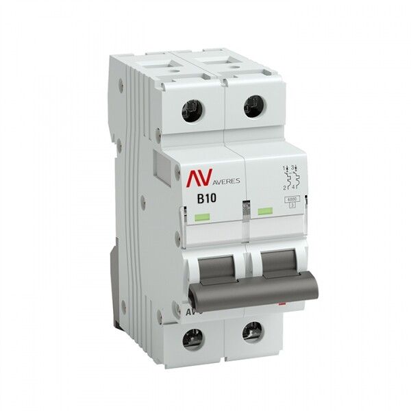 

Автоматический выключатель EKF mcb10-2-10B-av AV-10 2P 10A (B) 10kA AVERES, mcb10-2-10B-av