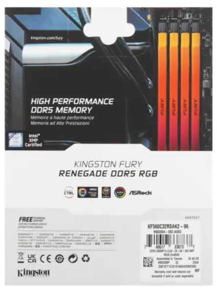 фото Модуль памяти DDR5 96GB (2*48GB) Kingston FURY KF560C32RSAK2-96 в Омске