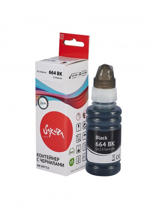 

Контейнер с чернилами Sakura C13T66414A (664 BK) для Epson L485/L385/L380/L361/L100/L101/L110/L111/L120/L130/L200/L201/L210/L486, EcoTank Expression E, C13T66414A (664 BK)