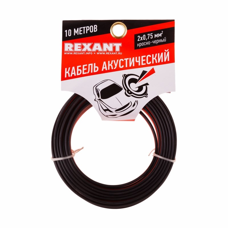 

Кабель акустический Rexant 01-6104-3-10 2х0,75 мм², красно-черный, мини-бухта 10 м, 01-6104-3-10