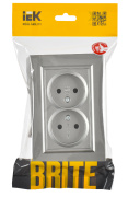 фото Розетка двухместная без заземления в сборе  IEK BR-R20-10-K46-F