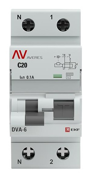 фото Автомат дифференциальный EKF rcbo6-1pn-20C-100-ac-av в Перми