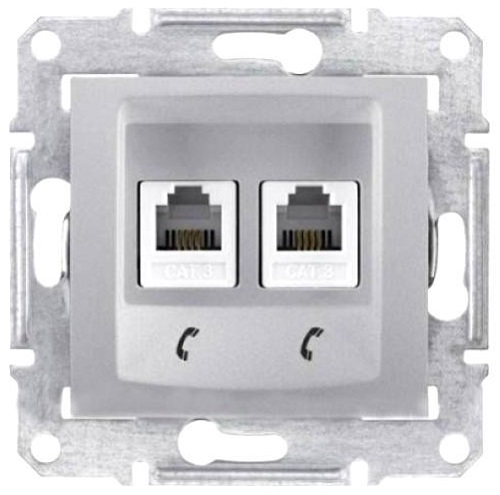 

Розетка Schneider Electric SDN4201160 Sedna телефонная 2-ая RJ11, в рамку, IP20 (алюминий), SDN4201160