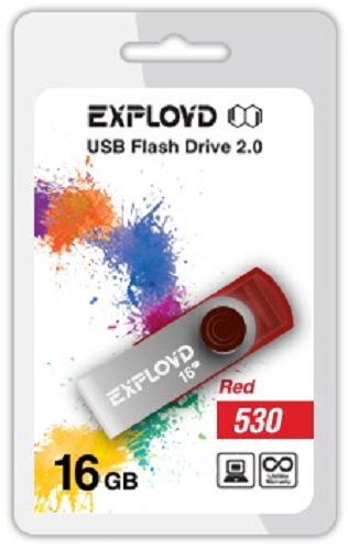 

Накопитель USB 2.0 16GB Exployd 530 красный, 530