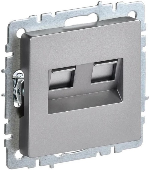 

Розетка компьютерная+телефонная IEK BR-KT20-O-1-K46 BRITE RJ11+RJ45 кат.5E РК/Т12-БрС Сталь, BR-KT20-O-1-K46