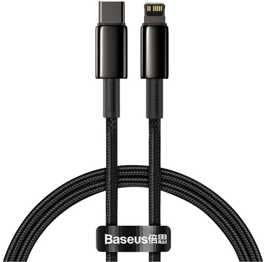 

Кабель интерфейсный Baseus CATLWJ-A01 Type-C - Lightning 20W 2m, цинковый сплав + нейлоновая оплётка, black, CATLWJ-A01
