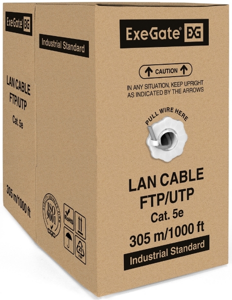 

Кабель витая пара S/FTP 5e кат. 4 пары Exegate SFTP4-C5e-CU-S24-IN-PVC-GY-305 EX281809RUS медь, 24AWG, экран, бухта 305м, серый, PVC, SFTP4-C5e-CU-S24-IN-PVC-GY-305