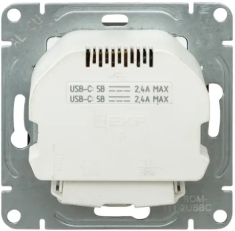фото Розетка с заземлением с 2 USB  EKF UP1-SOM-111-2USBC в Воронеже
