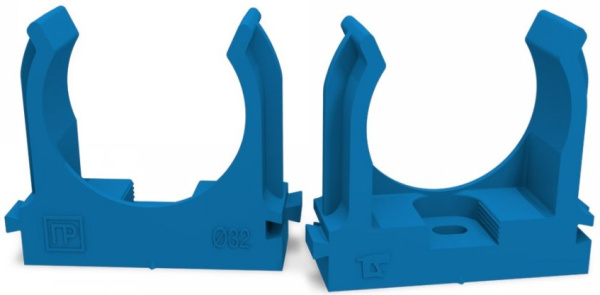 Изображение товара Клипса Промрукав PR13.0146 для монтажа труб, синий, диаметр 32 мм