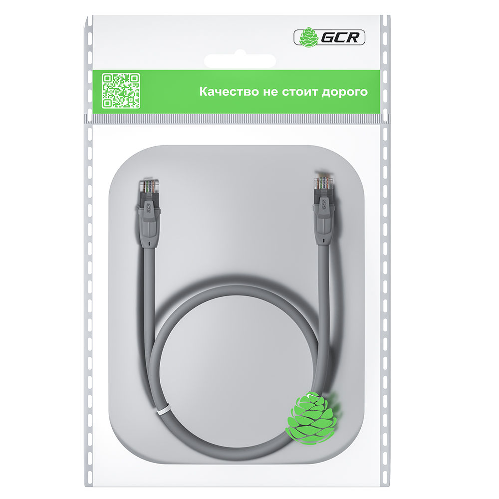 

Кабель патч-корд U/UTP 6 кат. 2м GCR GCR-52592 прямой, 24 AWG, ethernet high speed, RJ45, T568B, серый, GCR-52592