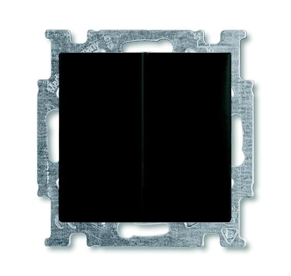 

Выключатель ABB 1012-0-2178 BASIC 55 двухклавишный (механизм), с подсветкой, 10А, 250В, IP20, в рамку шато (чёрный), 1012-0-2178