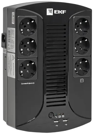 

Источник бесперебойного питания EKF SSW-800 E-Power Home 800 ВА , 480Вт, 6хSchuko, 2xUSB Charger, USB,RJ11, SSW-800
