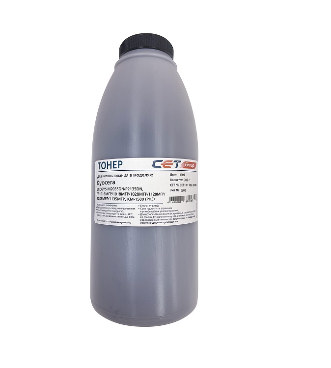 

Тонер CET CET111102-300 PK3 голубой бутылка 300гр. для принтера Kyocera ecosys M2035DN/M2535DN/P2135DN, FS-1016MFP/1018MFP, CET111102-300