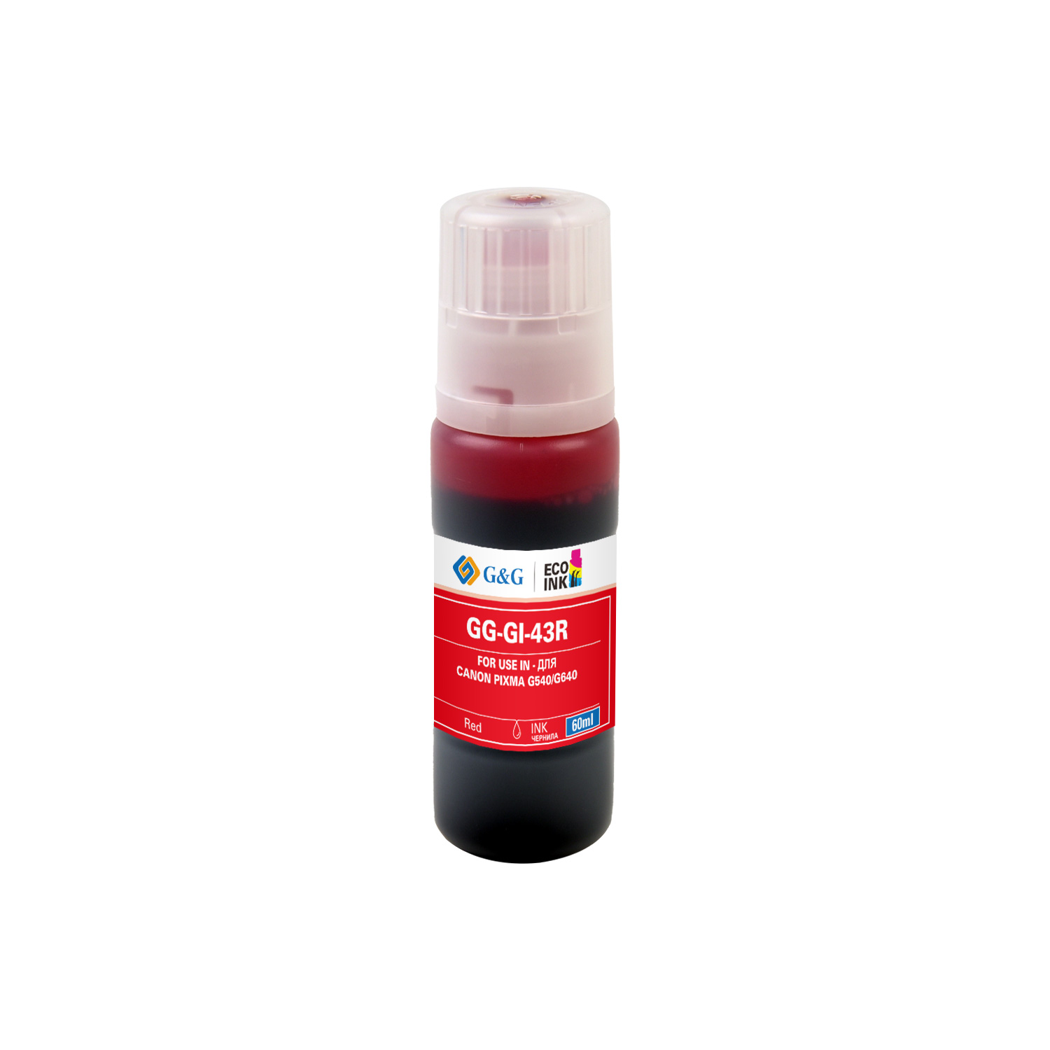 

Чернила G&G GG-GI-43R для Canon Pixma G540/G640, 60 ml, красные, GG-GI-43R