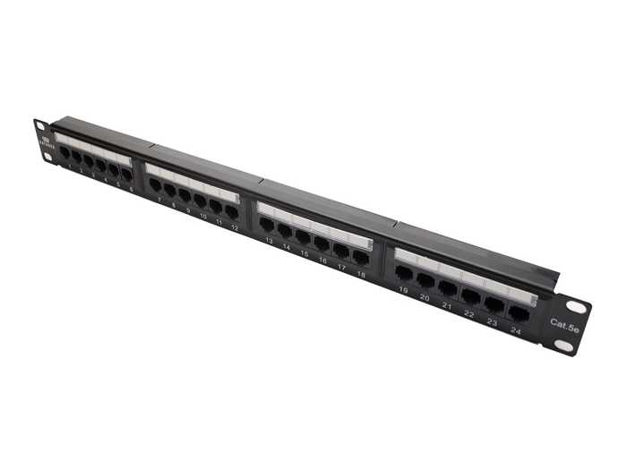 

Коммутационная панель Datarex DR-4001 UTP, 19", 1U, кат.5е, 24хRJ45, 568A/В, черный, DR-4001