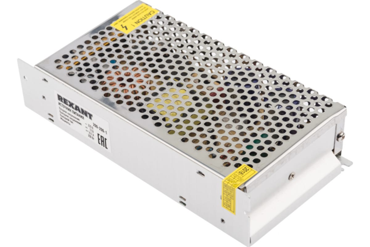 

Источник питания Rexant 200-200-1 220V AC/12V DC, 16.7A, 200W с разъёмами под винт, без влагозащиты (IP23), 200-200-1