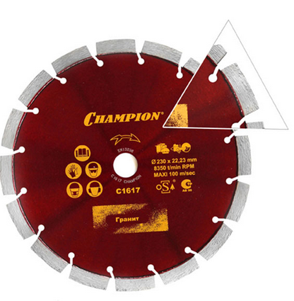 

Диск алмазный CHAMPION PRO 230/22,23/12 Marathon универсальный (бетон,гранит, ж/б,тверд. кирпич) C1617, PRO 230/22,23/12 Marathon