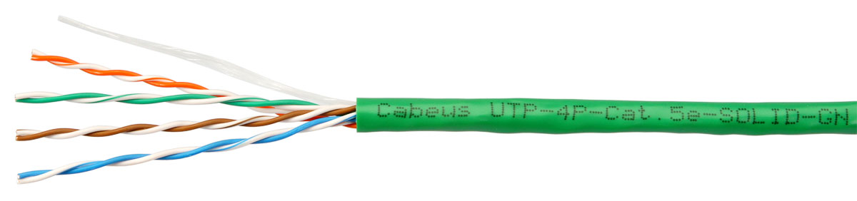 

Кабель витая пара U/UTP 5e кат. 4 пары Cabeus UTP-4P-Cat.5e-SOLID-LSLTx-GN-100 (24 AWG), одножильный, нг(А)-LSLTx, зеленый (100 м), UTP-4P-Cat.5e-SOLID-LSLTx-GN-100