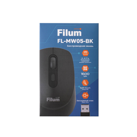 фото Оптическая светодиодная мышь Filum FL-MW05-BK, Черный, [FL-MW05-BK] в Красноярске
