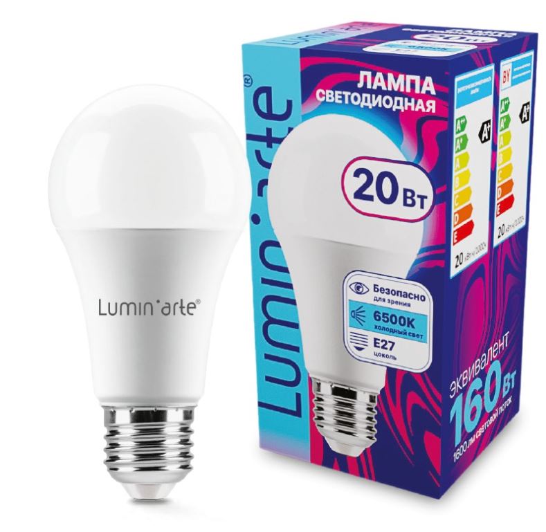 

Лампа Lumin'arte LSTD-A60-20W6KE27 20Вт 6500K E27, LSTD-A60-20W6KE27