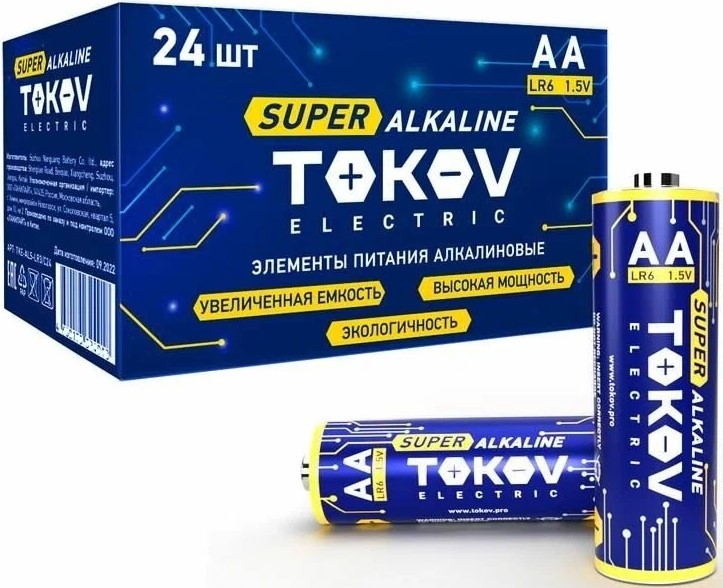 

Батарейка TOKOV ELECTRIC TKE-ALS-LR6/C24 LR6/AA (уп.24шт), TKE-ALS-LR6/C24