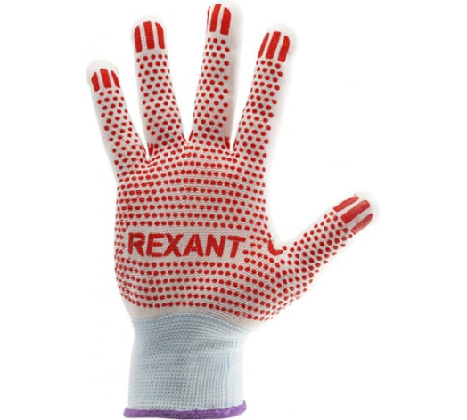 Изображение товара Перчатки Rexant 09-0202-2 нейлоновые с ПВХ покрытием для строительных работ