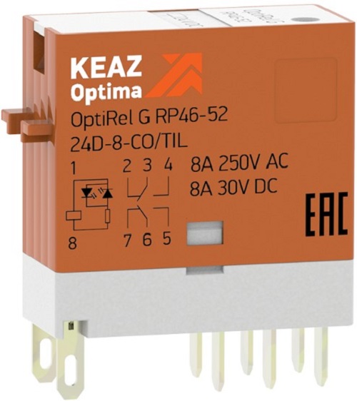 

Реле промежуточное КЭАЗ 281055 OptiRel G RP46-52-24D-8-CO-S/TIL, 281055