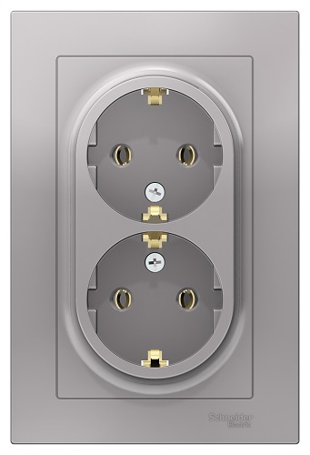 

Розетка Schneider Electric ATN000324 AtlasDesign, двойная, с заземлением, 16А, в сборе, алюминий, ATN000324