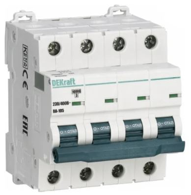 Изображение товара Автоматический выключатель DEKraft 13235DEK 4 полюса 6А 400В IP20 ВА-105