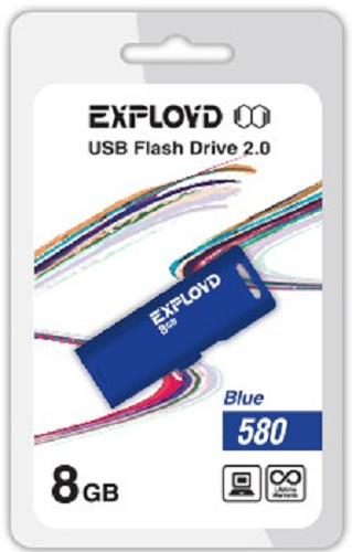 

Накопитель USB 2.0 8GB Exployd 580 синий, 580