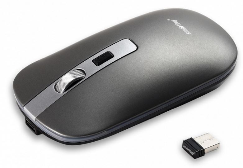 

Мышь Wireless SmartBuy 402CAG с зарядкой от USB серый металлик (1/40), 402CAG