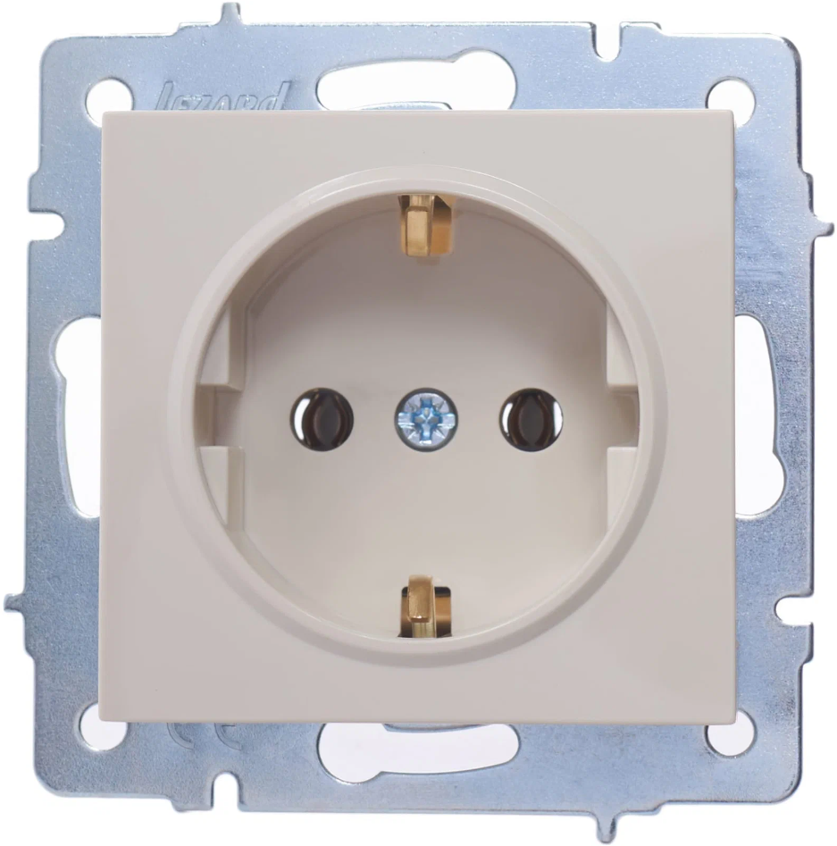 

Розетка Lezard 742-0388-122B Vesna 1-м СП с заземл. ПБТ механизм крем., 742-0388-122B