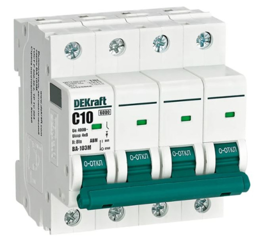 Изображение товара Автоматический выключатель DEKraft 12528DEK ВА-103М 400В 10А IP20